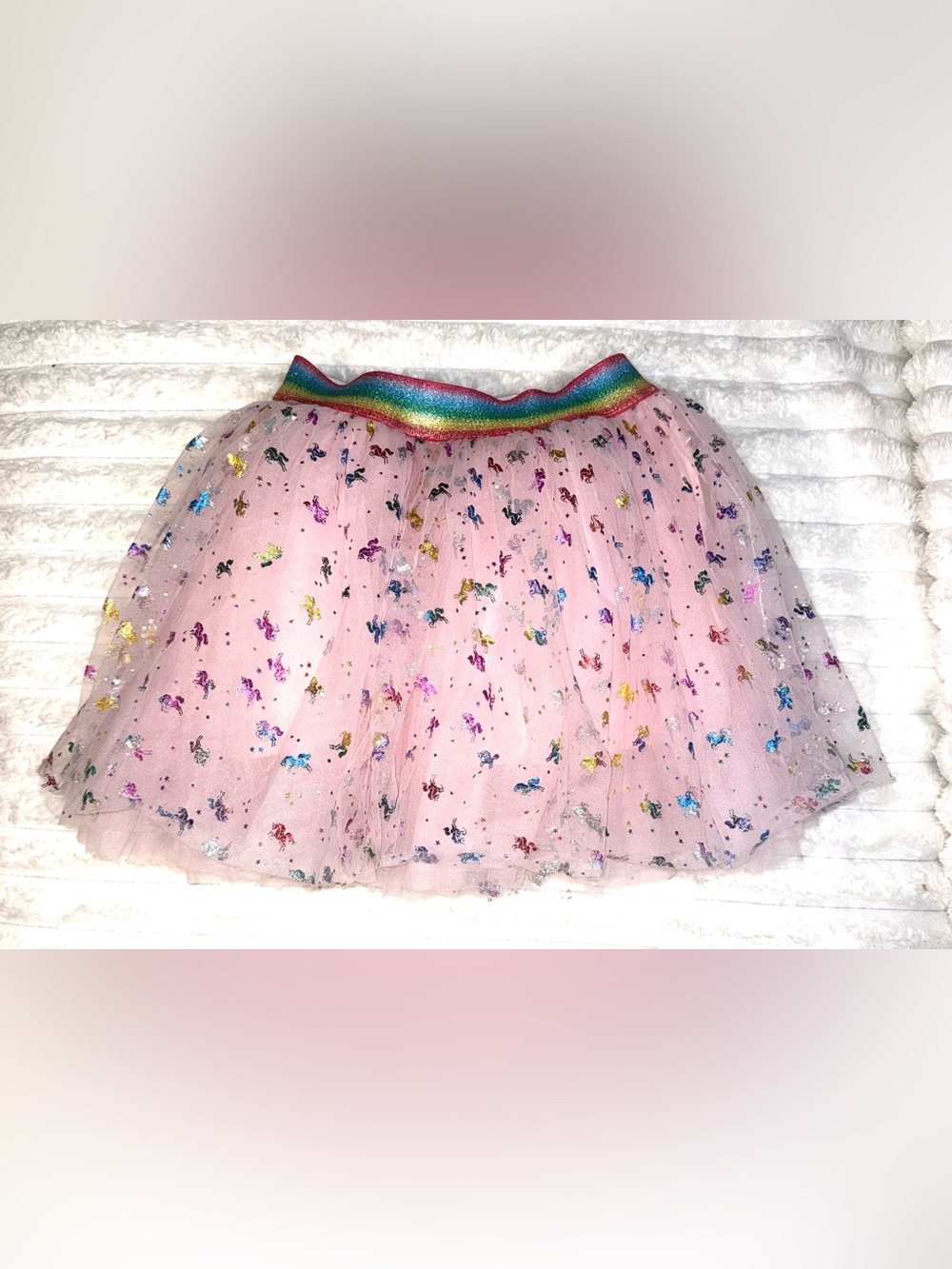 Lola + The Boys Rainbow Metallic Unicorn Tutu w/foil unicorn appliqués, sz 6